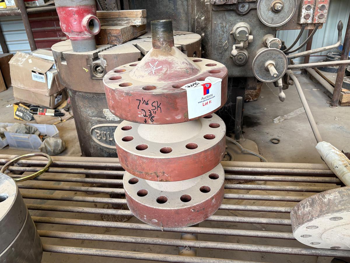 Used (3) 7-1/16” x 2-3/8” 5k landing flanges & (3) 5-1/8 5k blind flanges