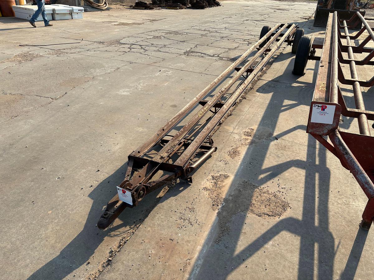 Used SHOPBUILT 25’ x 22” s/a bumper pull pipe trailer