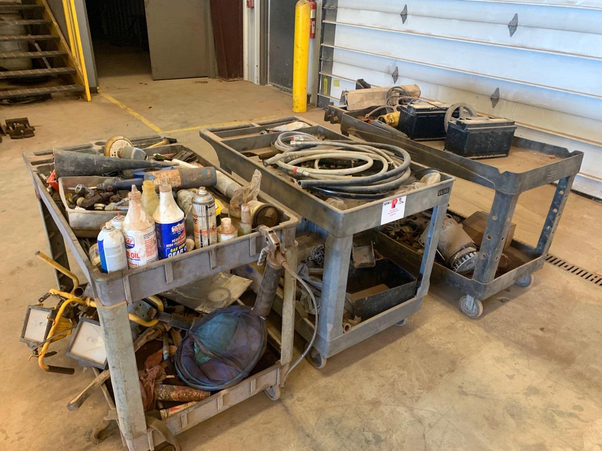 Used (3) Uline Rolling Tool Carts and all it’s Contents