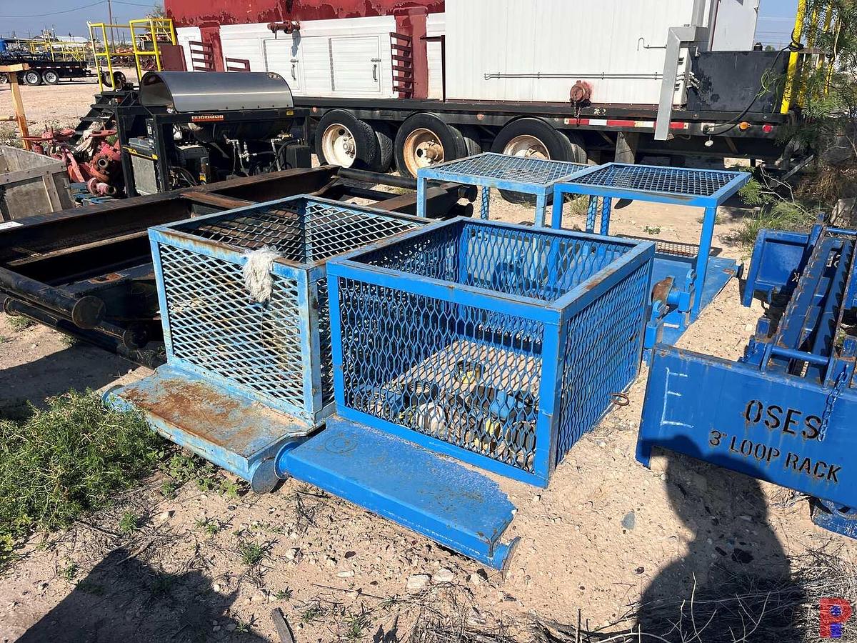 Used (2) 36" X 12' SKIDS W/ TOOL BASKETS & PLATFORM