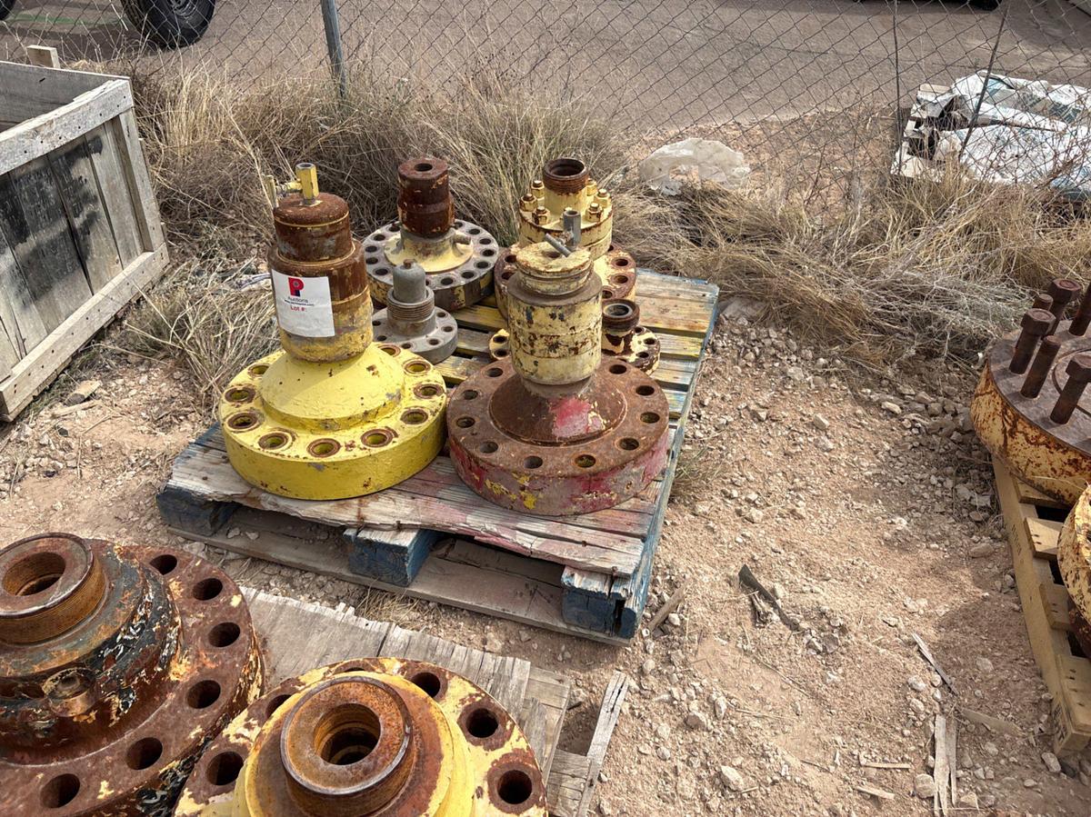 Used (8 pallets) of assorted bonnet flanges, single stud adapters, valve bonnet parts, etc