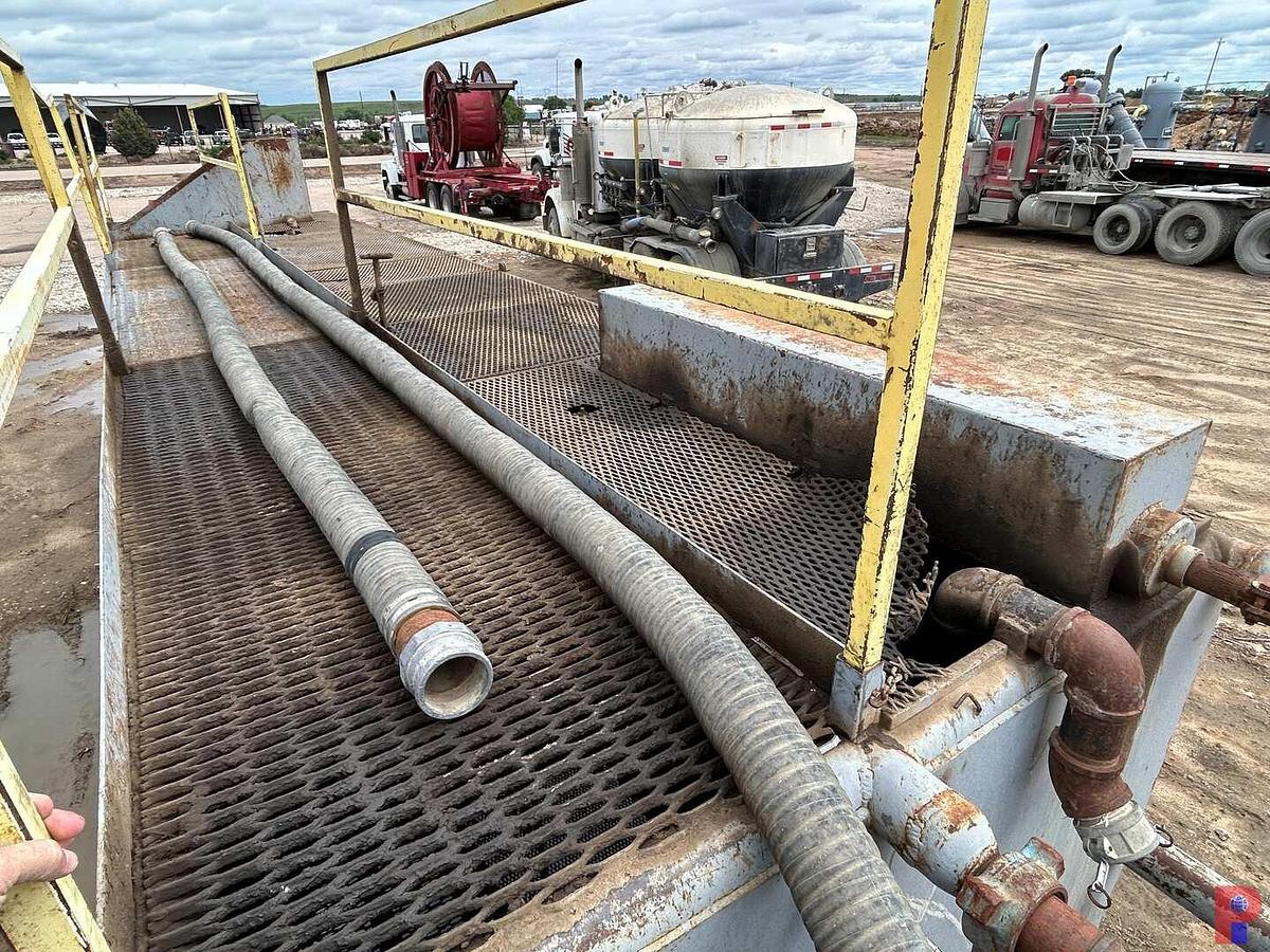 Used 28’ X 7’ X 5’ (3)-COMP. MUD TANK, W/ MUD SCREEN, DEGASSER, IRON RACKS