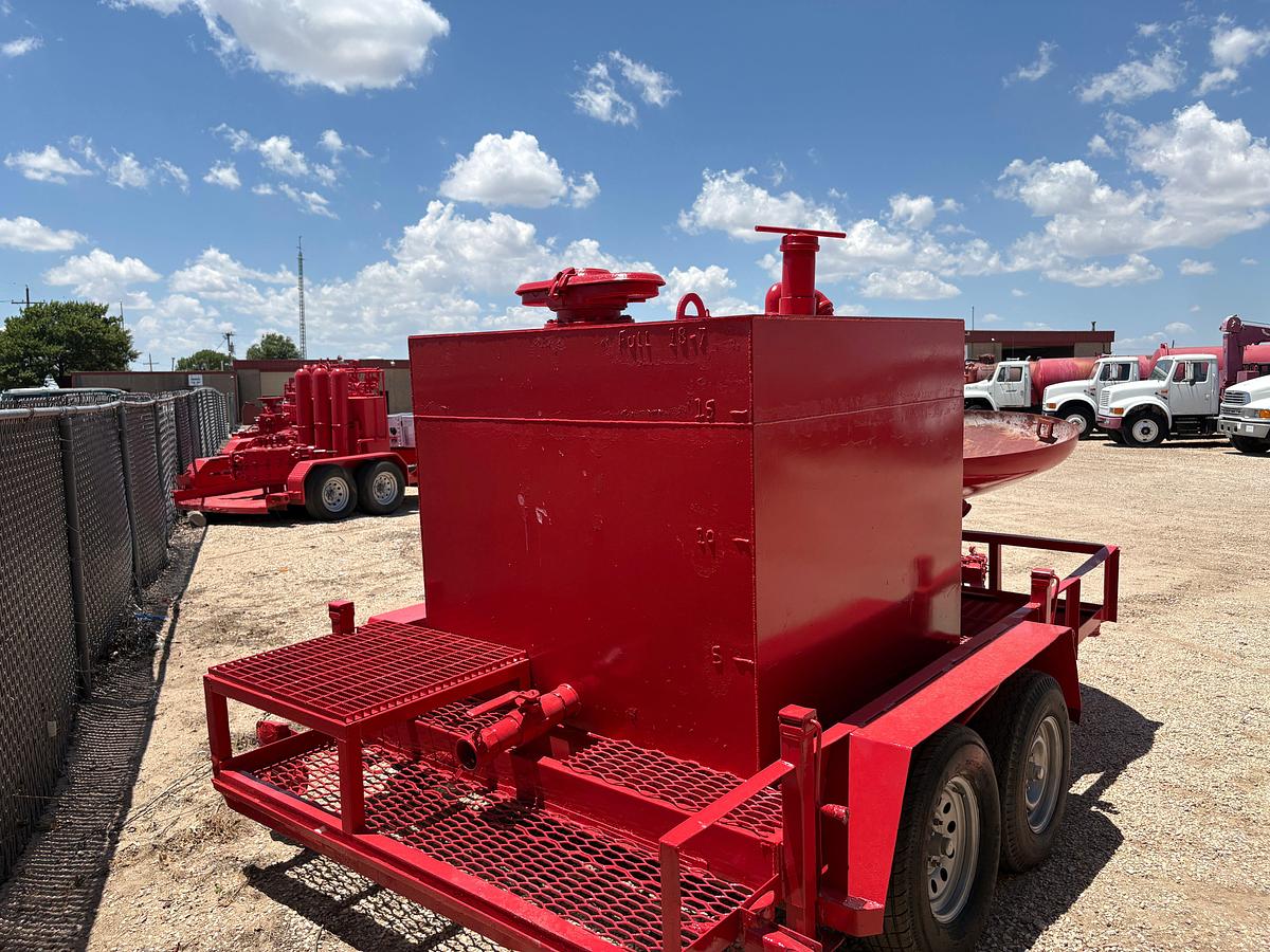 Used 5’ x 5’ x 4.5’ 18BBL OIL TANK MTD ON 12’ x 6.5’ SHOPBUILT BUMPER PULL TRAILER