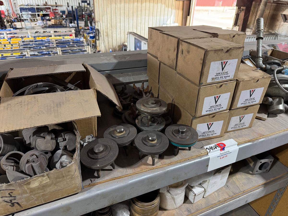 Used 6-SHELVE SECTION OF KERR & SOME OFM TRIPLEX PUMP PARTS