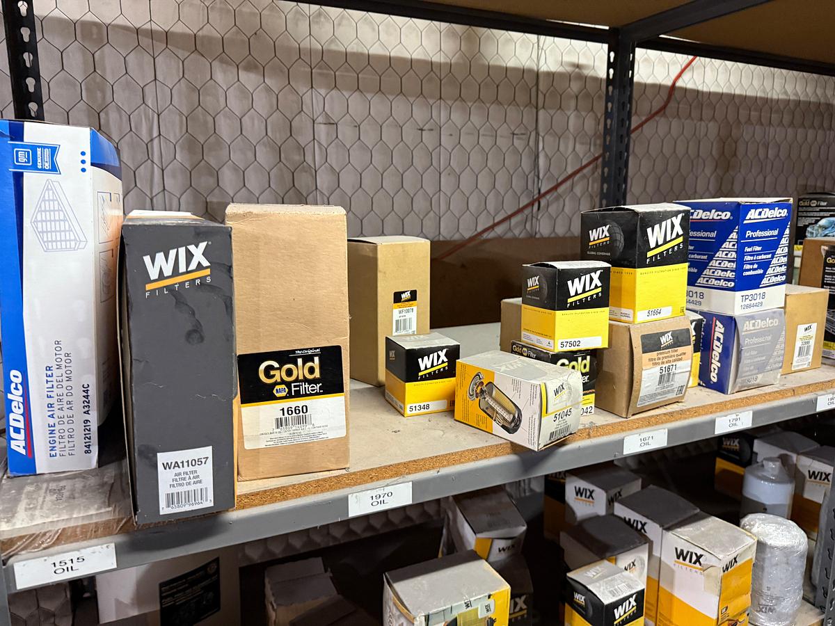 Used 20-SHELVE SECTION OF (180+) VARIOUS WIX , DONALDSON, & RELATED FILTERS
