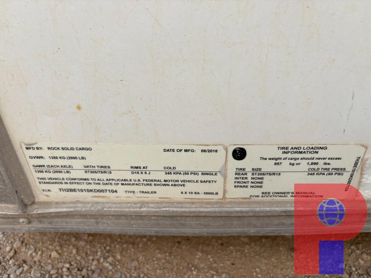 Used 2019 ROCK SOLID CARGO 10’ X 6’ S/A BUMPER PULL MOBILE OFFICE TRAILER