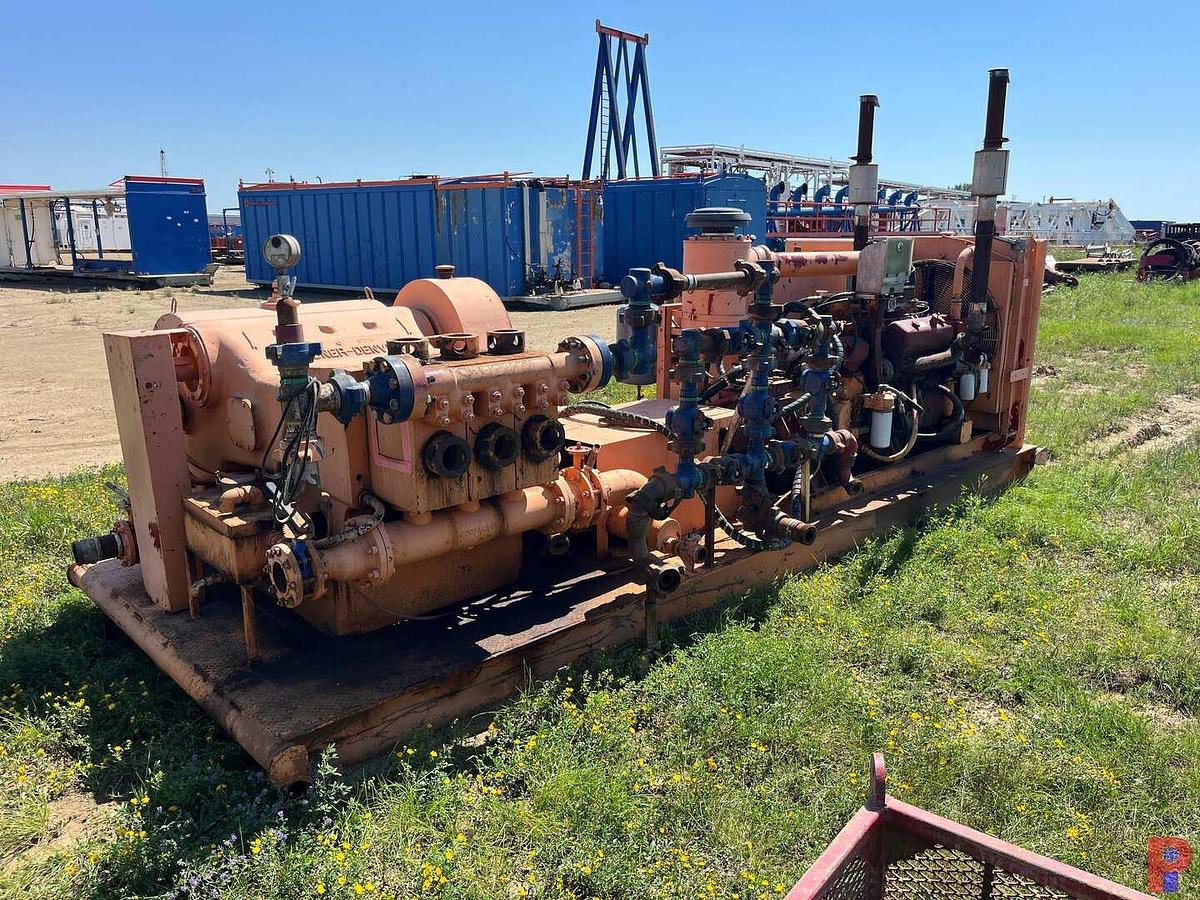 Used GARDNER DENVER PAHBFB 5K TRIPLEX WELL SERVICE PUMP P/B DETROIT 8V71N ALLISON TRANS., SKIDDED