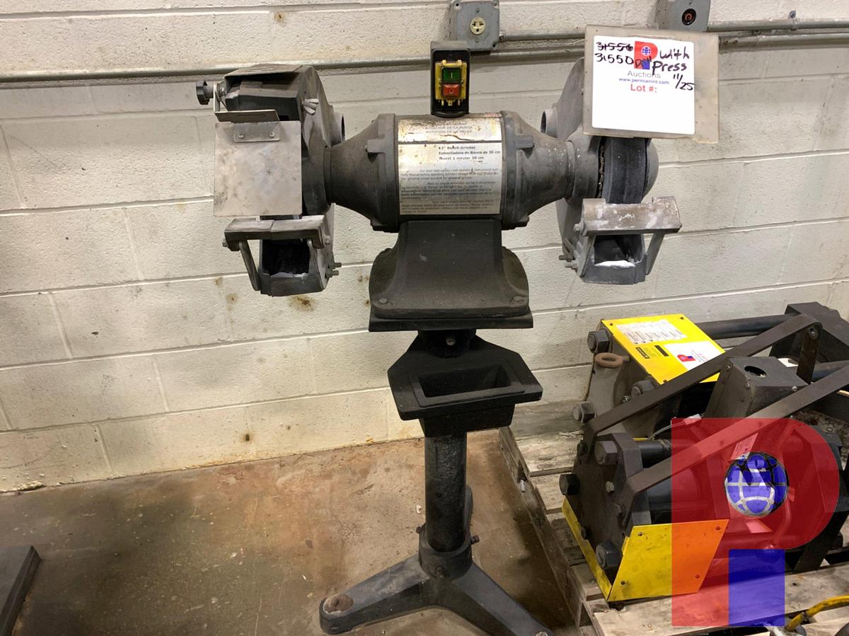 Used 17” DAYTON DRILL PRESS, 12” DAYTON BENCH GRINDER
