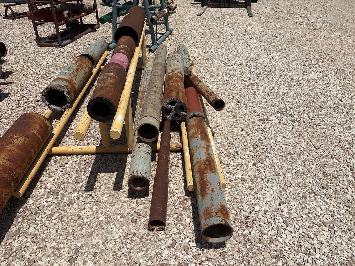 Used 12’ x 6’ x 26” tool rack W/ (3) assorted mills & (9) assorted wp shoes & extensions