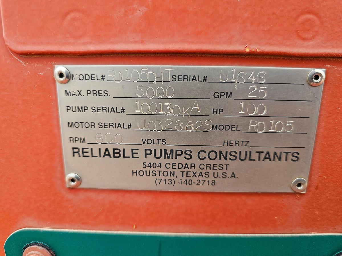 Used Reliable Pumps RD105DHT HYDROSTATIC TEST TRAILER