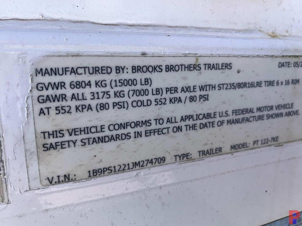 Used 2018 BROOKS BROTHERS TRAILERS 21’ T/A PINTLE HITCH POLE TRAILER