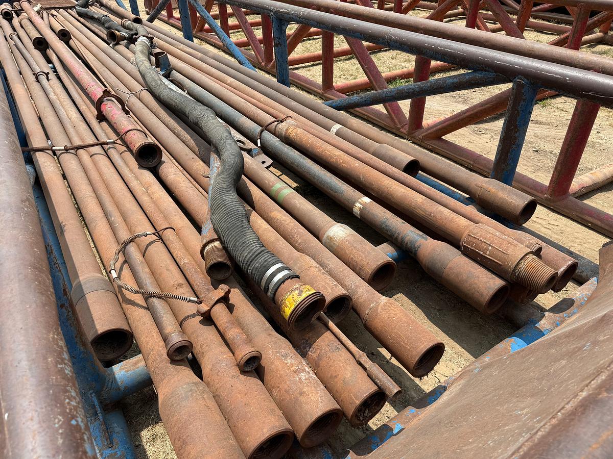 Used 40’L x 8’W x 3’H SKIDDED PIPE TUB W/ DRILL PIPE