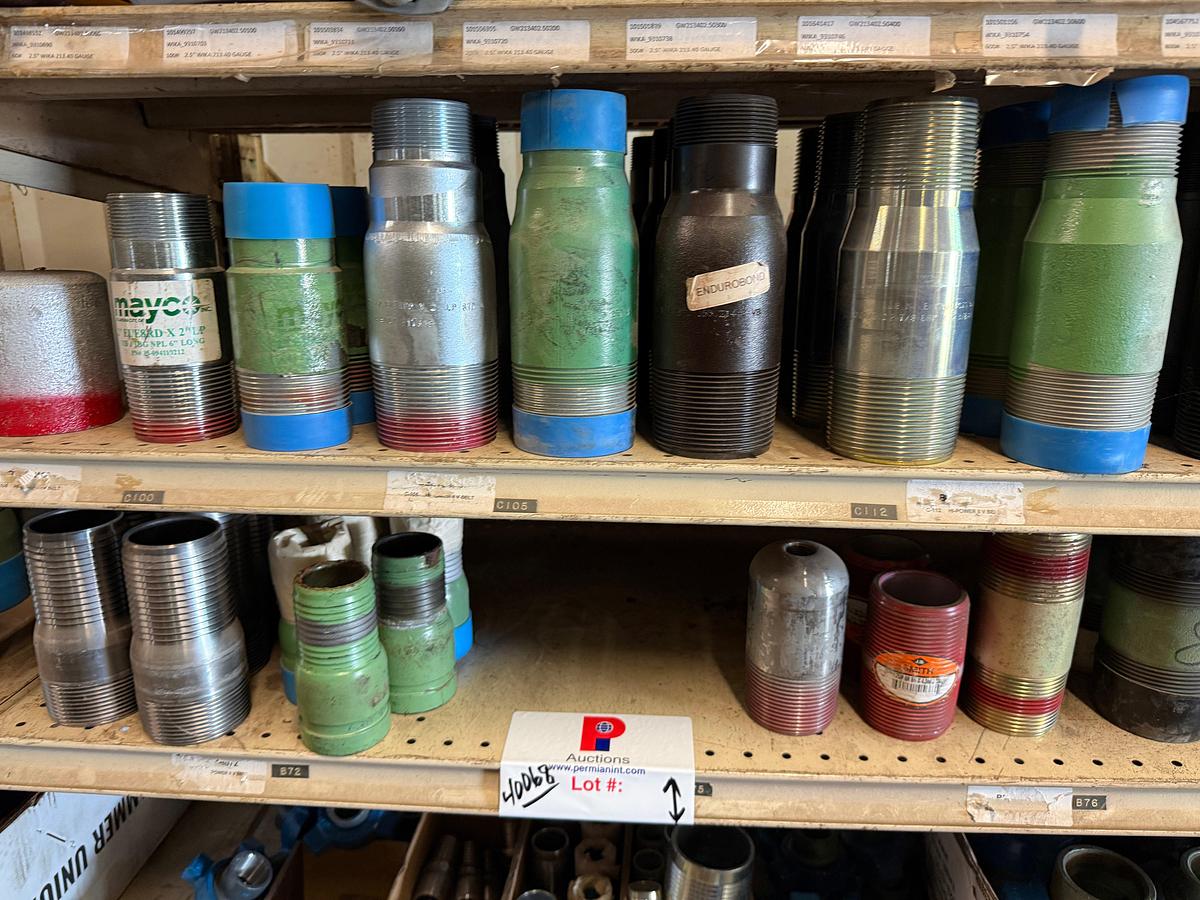 Used SECTION OF (60+) MIX HEAVY & STD 2” THRU 3” SWAGES, FIG 200, 400, & SOME 1502 PIPE UNIONS, SLEEVE COUPLINGS