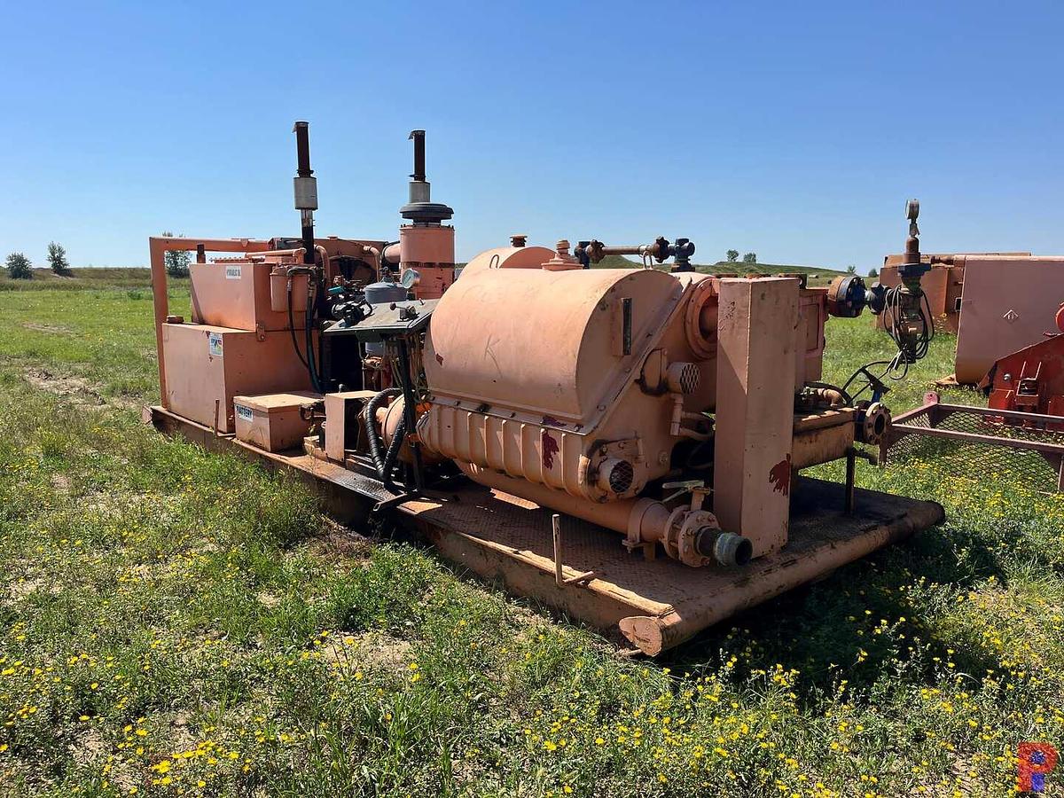 Used GARDNER DENVER PAHBFB 5K TRIPLEX WELL SERVICE PUMP P/B DETROIT 8V71N ALLISON TRANS., SKIDDED