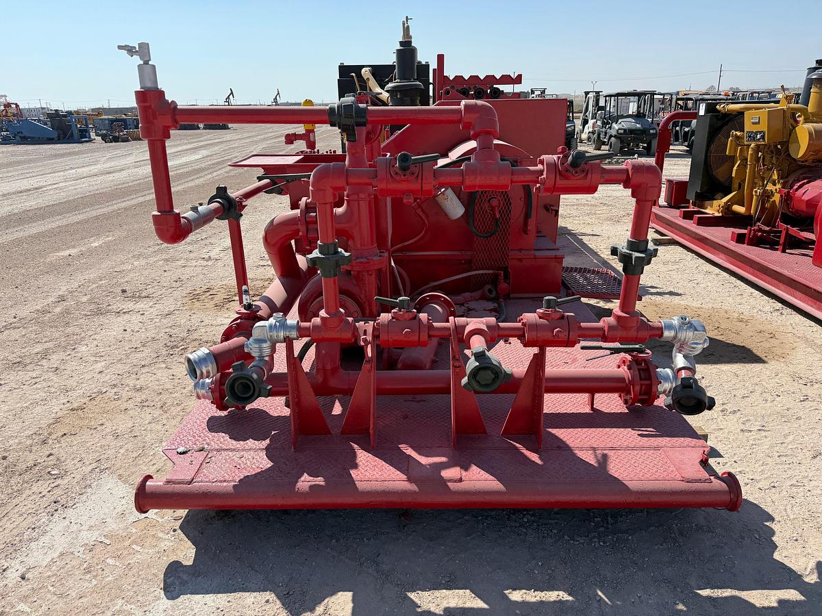 Used Tulsa triplex TT-560 triplex pump unit, skidded