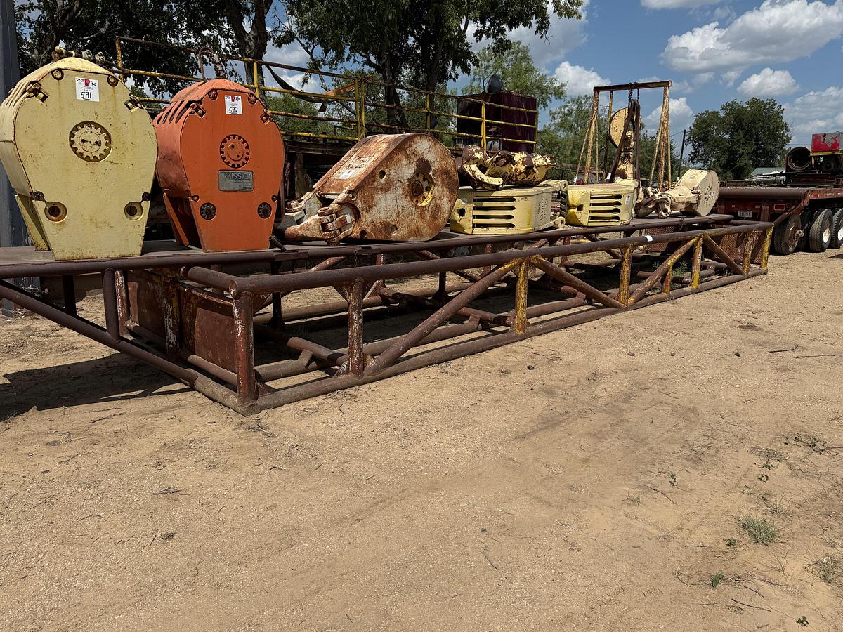 Used 35’ x 8’ x 3’ SKIDDED PIPE TUB W/ CATWALK IN MIDDLE