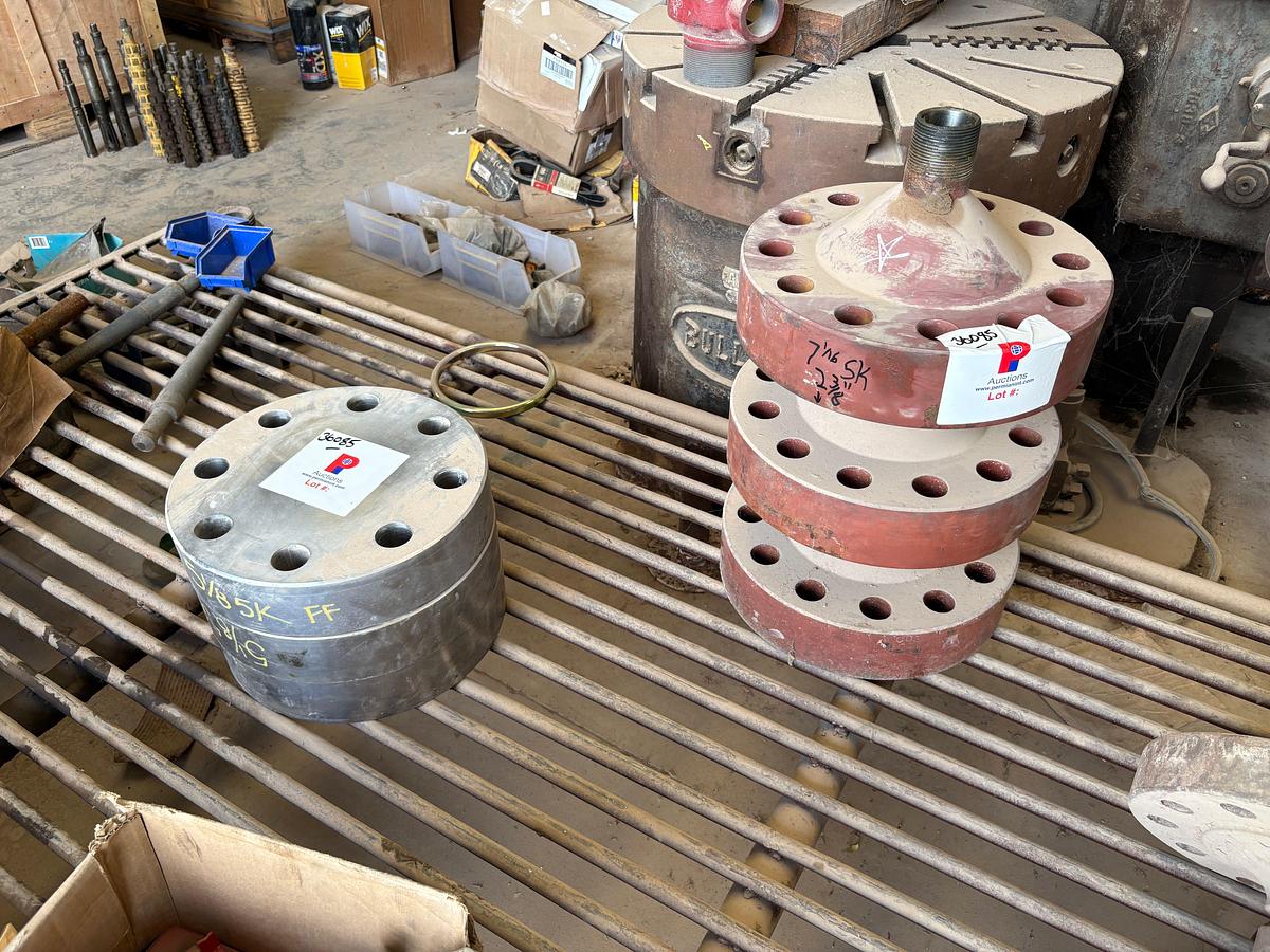 Used (3) 7-1/16” x 2-3/8” 5k landing flanges & (3) 5-1/8 5k blind flanges