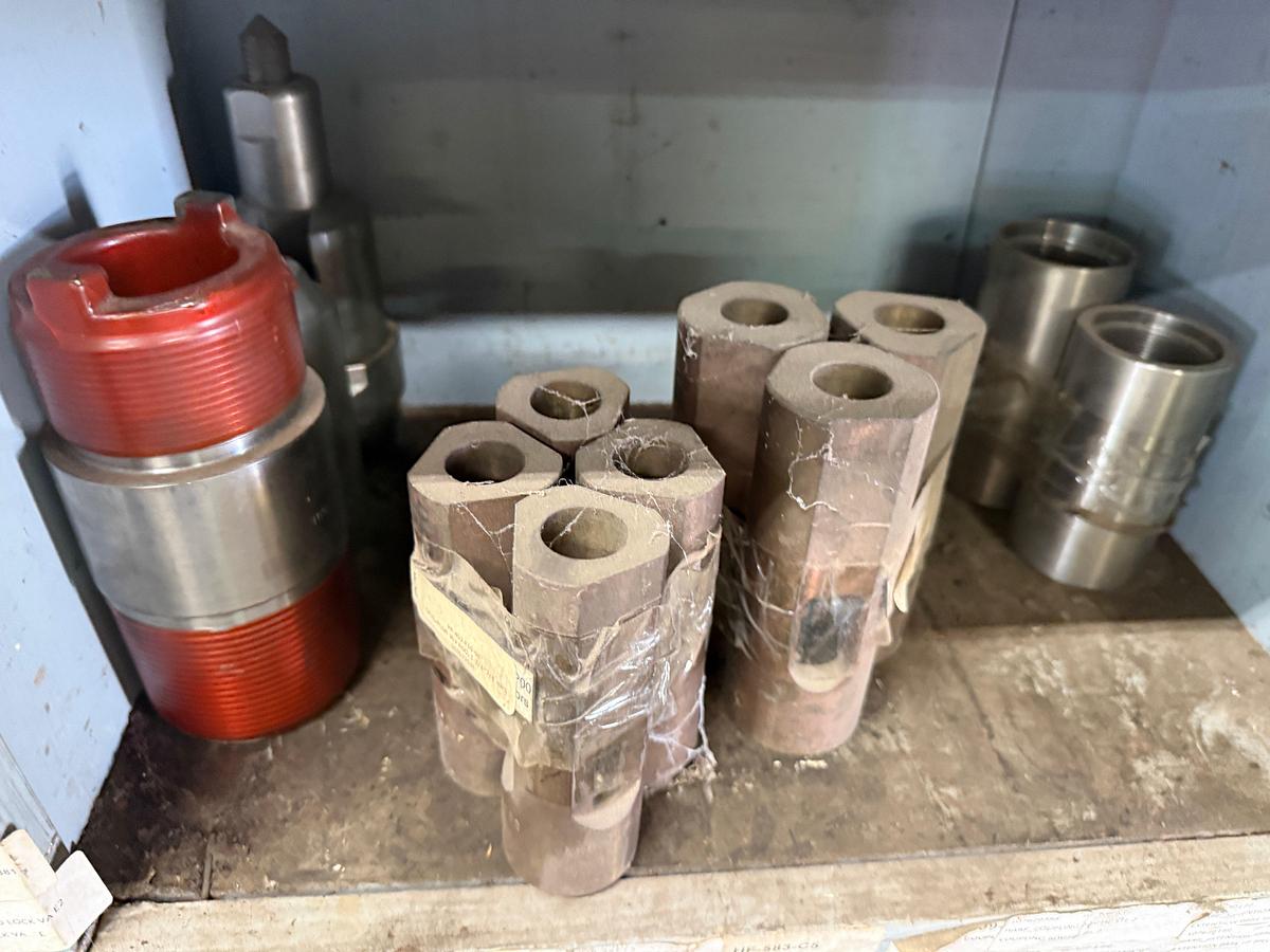 Used 5-BINS (100+) STAINLESS CAGES, BRASS CAGES, PULL ROD CONN, MECH & MANUAL HILD DOWNS, F/ 2”& BIGGER PUMP PARTS