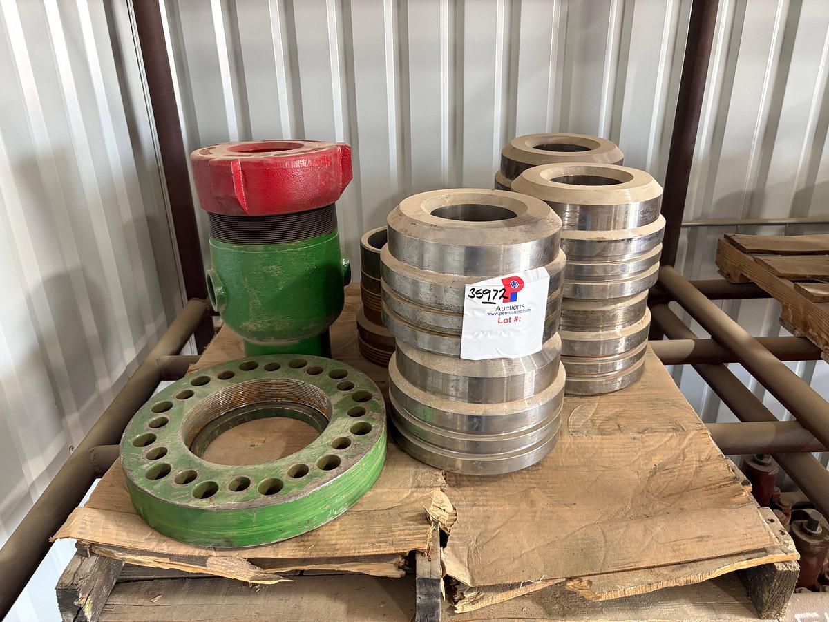 Used Pallet w/ Larkin well head & assorted casing hangers