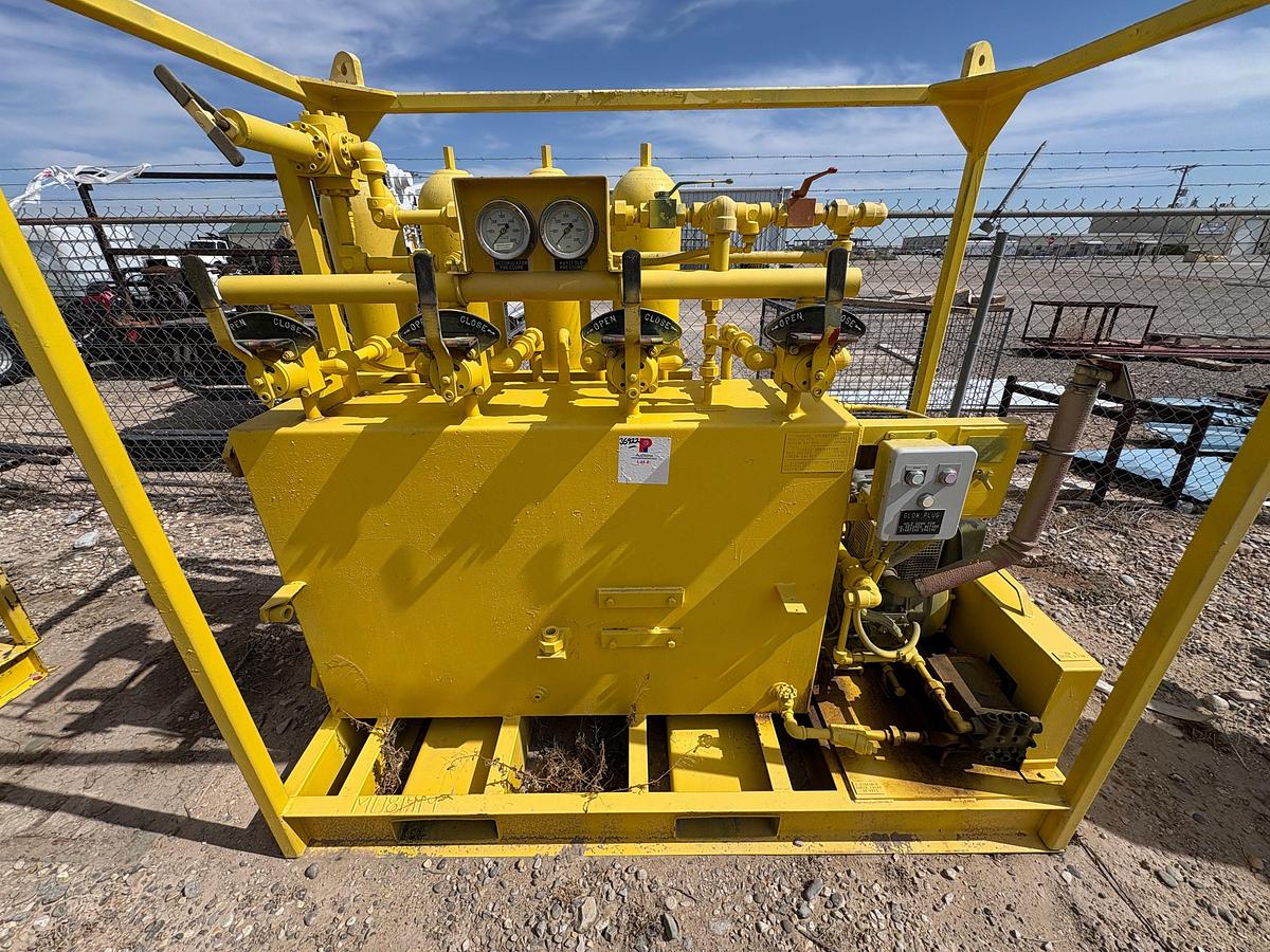 Used Meyer 4-station closing unit, skidded
