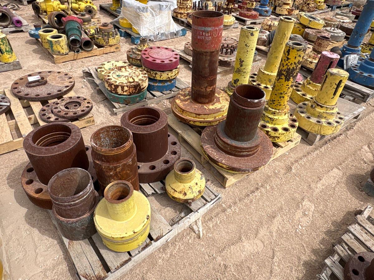 Used (10 pallets) assorted frac valve bonnet flanges/parts, casing landing flanges, & DSAs