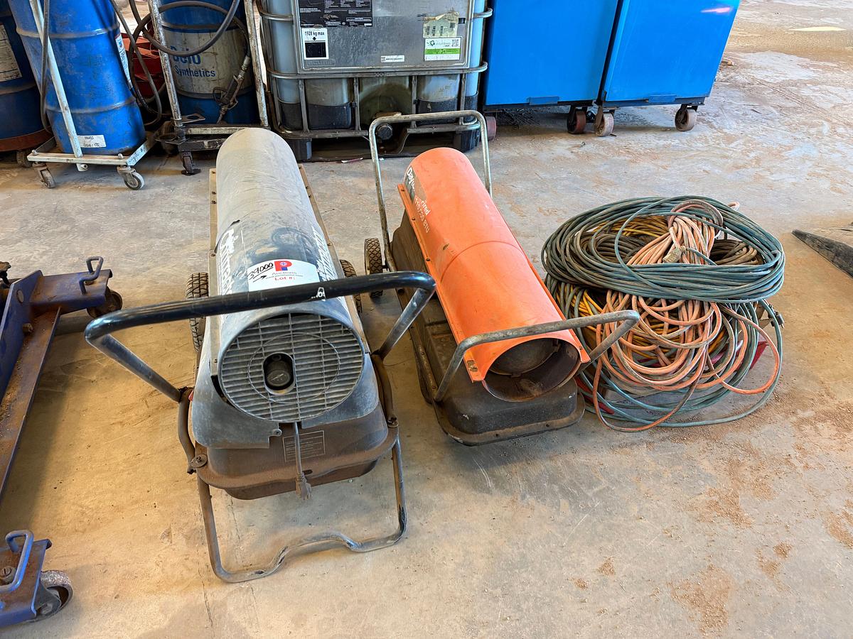 Used (2) DIESEL FIRED PORTABLE HEATERS, EXTENSION CHORDS, HEATER HOSE