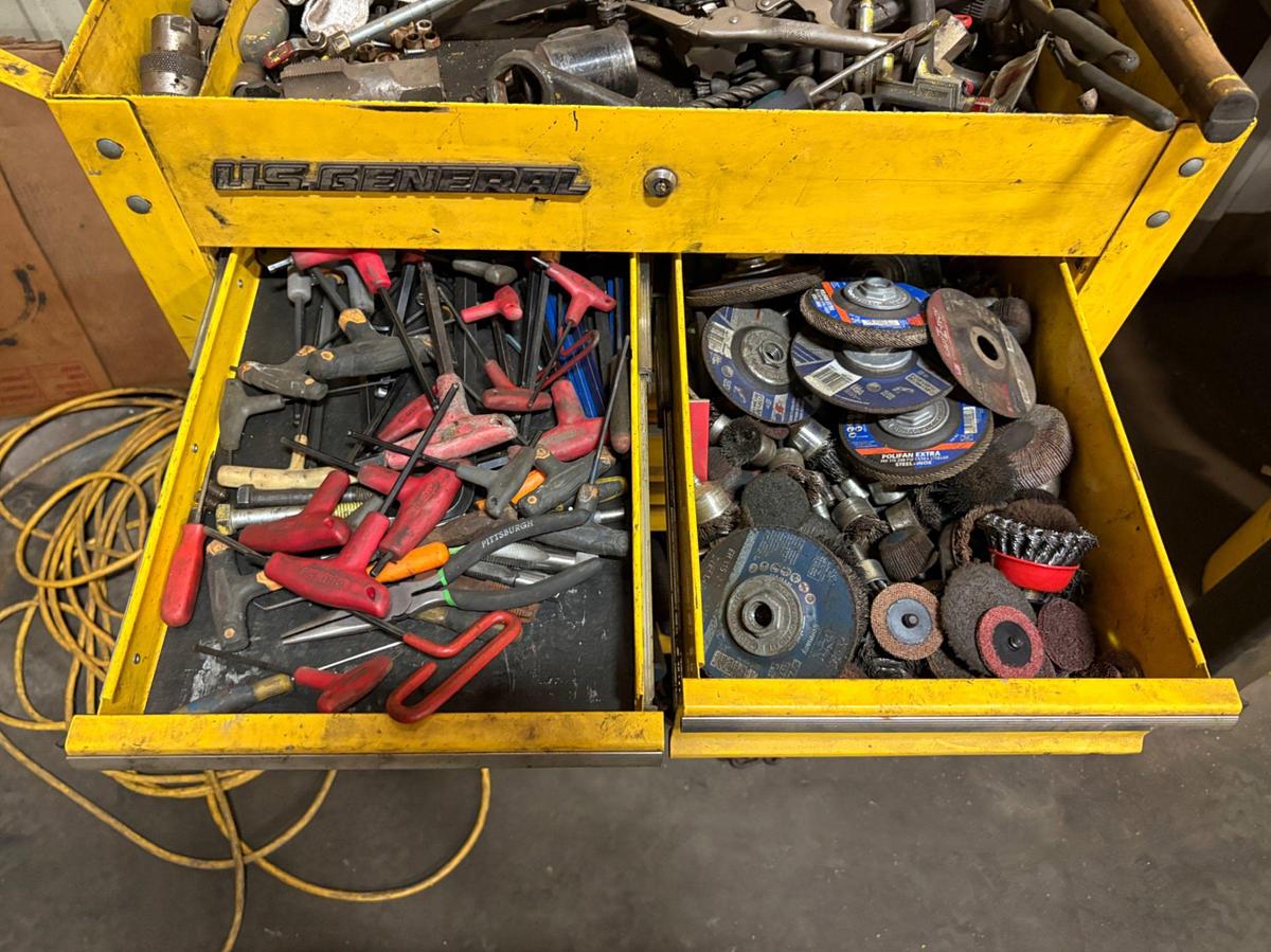 Used US GENERAL 5-DRAWER ROLLING TOOL BOX W/ CONTENTS