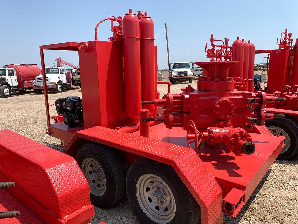 Used 2-station closing unit mtd on SHOPBUILT 10’ x 5’ t/a bumper pull trailer
