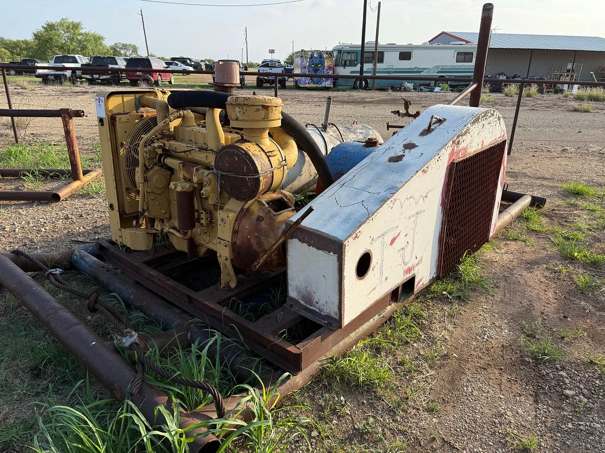 Used GARDNER DENVER FDFXXF 5X8 DUPLEX MUD PUMP P/B CATERPILLAR 3304PC TURBO, SKIDDED