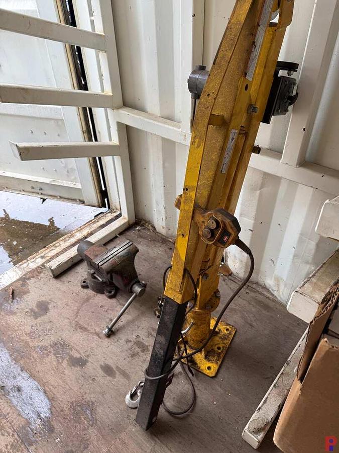 Used VESTIL 2K LBS TABLE CRANE W/ ELECTRIC WINCH & 8” JAW TABLE VICE