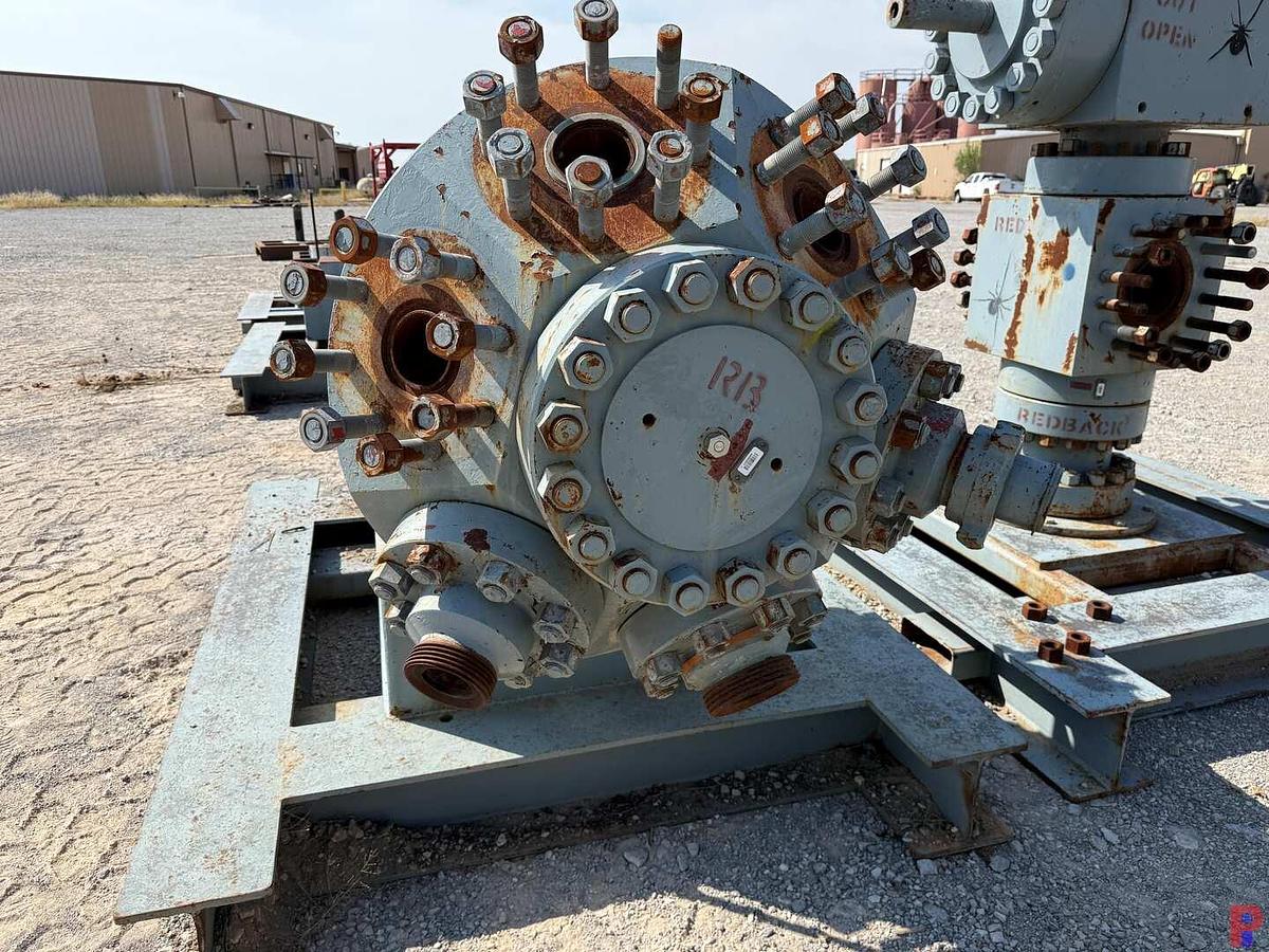 Used (4) 7’ X 6’ FRAC VALVE / BOP TRANSPORT SKIDS W/ 7-1/16” 15K WP MAN. FRAC VALVE, GOAT HEAD, VALVE BODIES, & ADAPTER SPOOLS