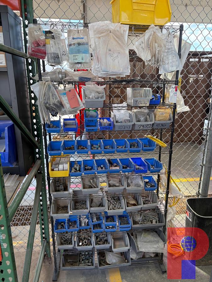 Used 40” X 10” X 80” SHELVES W/ STOCKED BOLT BINS