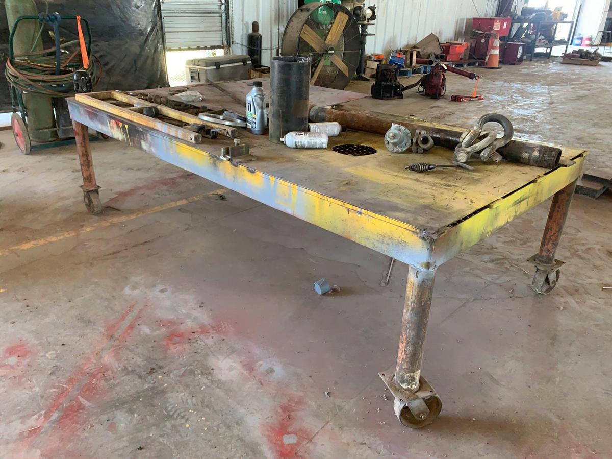 Used 8’ x 4’ x 2’ 6” Rolling Shop Table and all its Contents