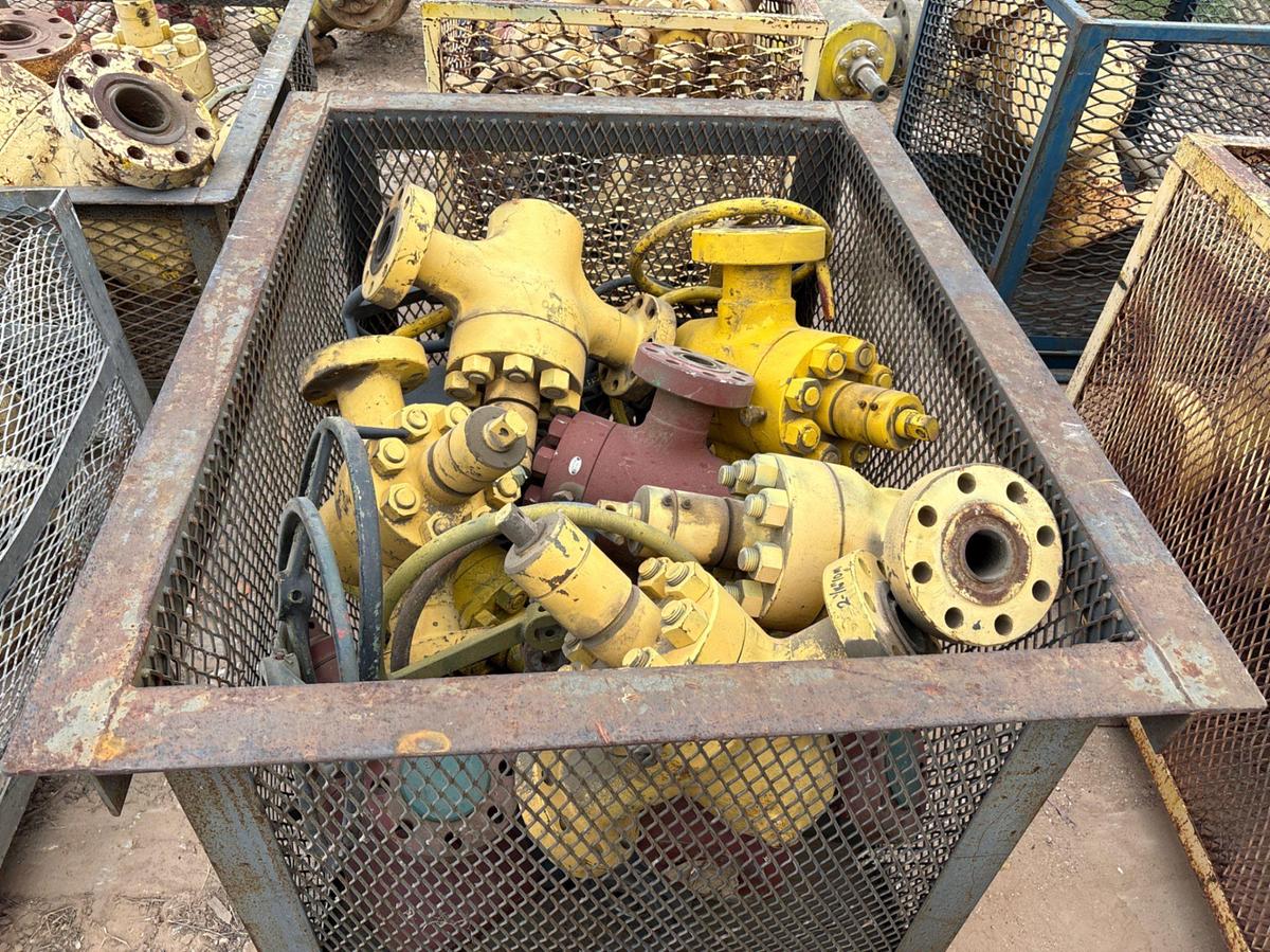 Used (3 baskets) of assorted gate valves, 2-1/16” 10K to 7-1/16” 5k