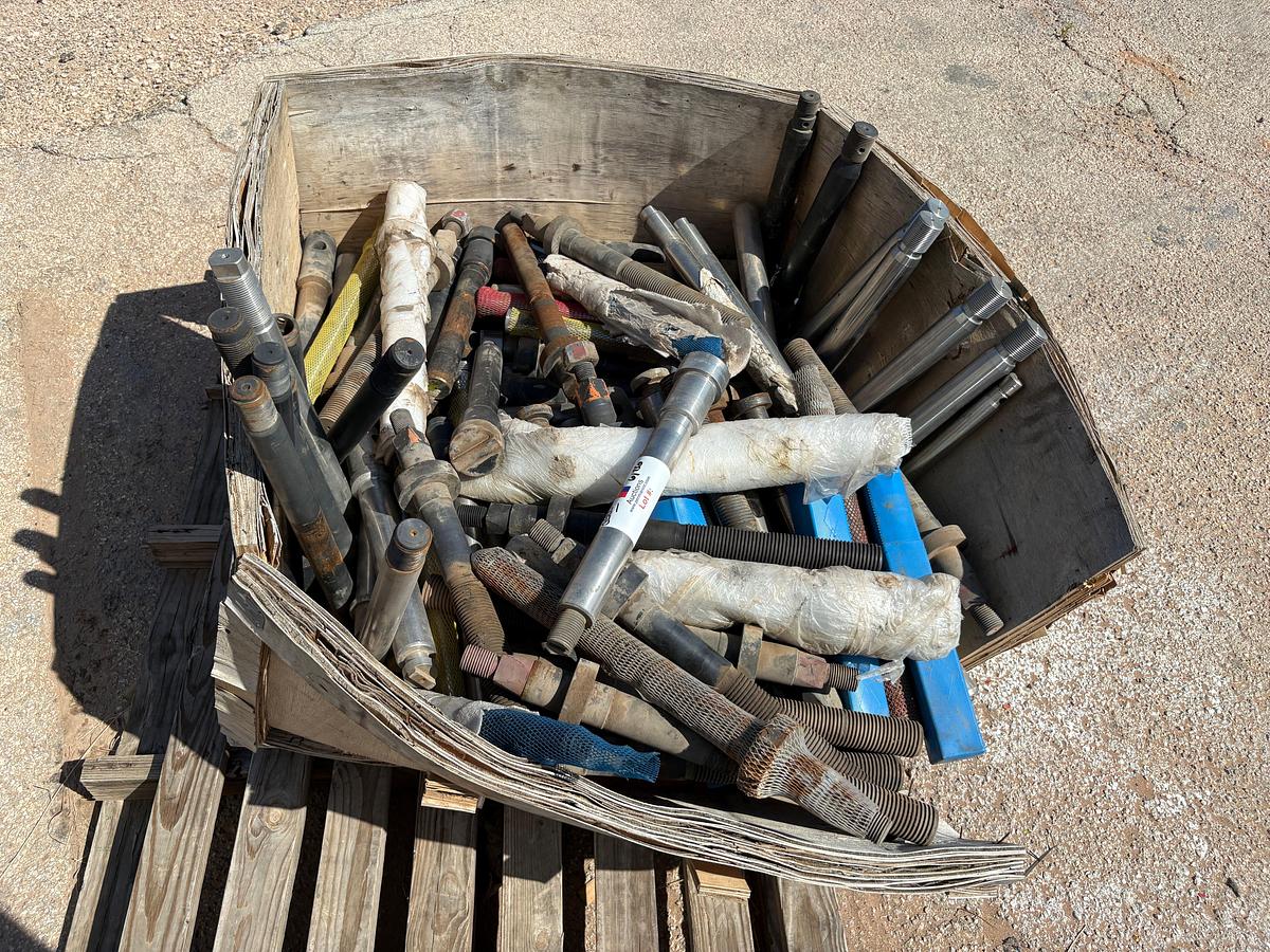 Used Crate of assorted gate valve stems