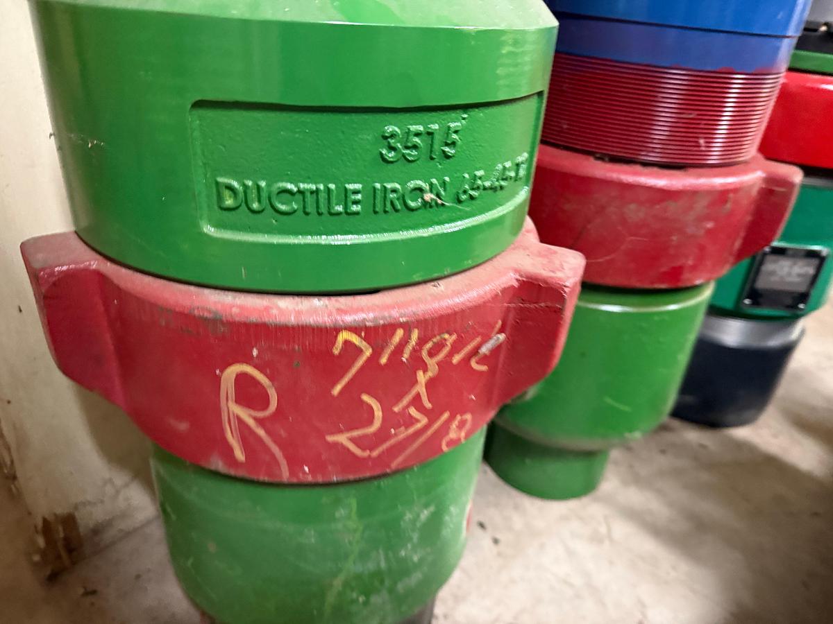 Used SECTION OF (6)MOSTLY 2-7/8” WSI 2K WP TUBING HEADS & RELATED, & WALL OF FLANGE GASKET & VICTAULIC TYPE GASKETS