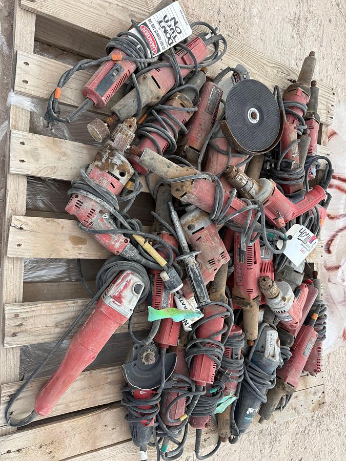 Used PALLET W/ (25) VARIOUS ELECTRIC DRILLS, DIE GRINDERS, SANDERS, SAWZALLS, & RELATED