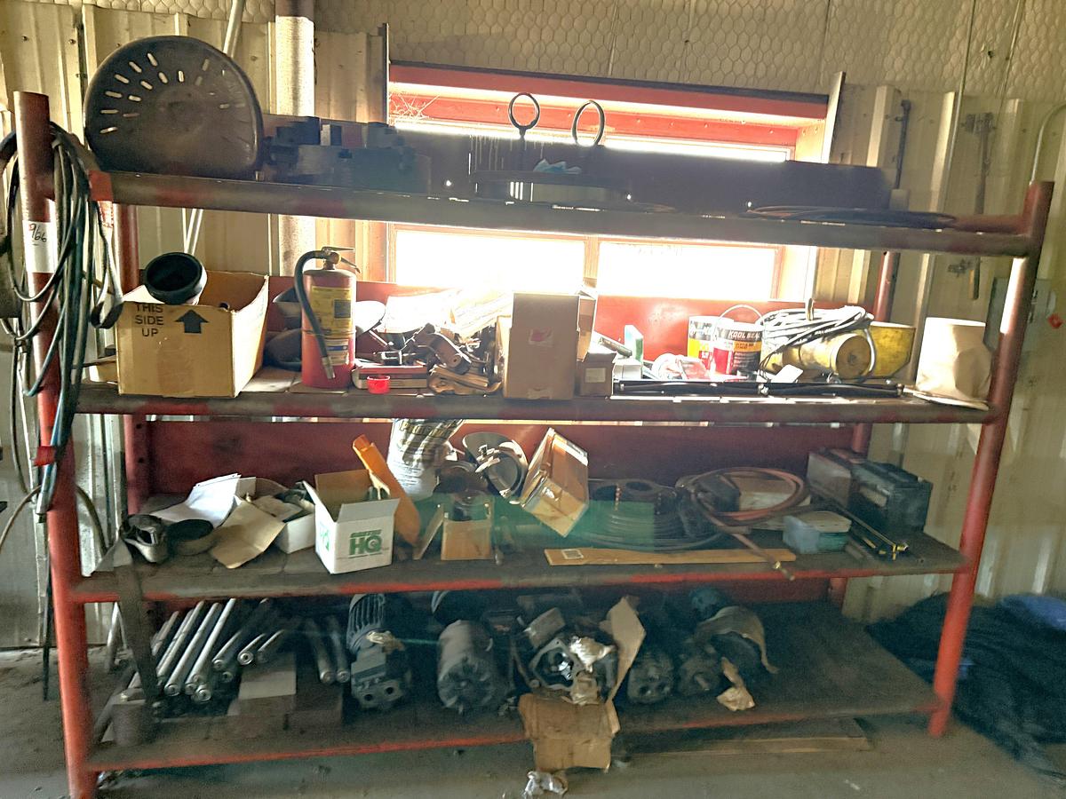 Used 10’L x 3’W x 6’H 4-ROW STEEL PIPE SHELF
