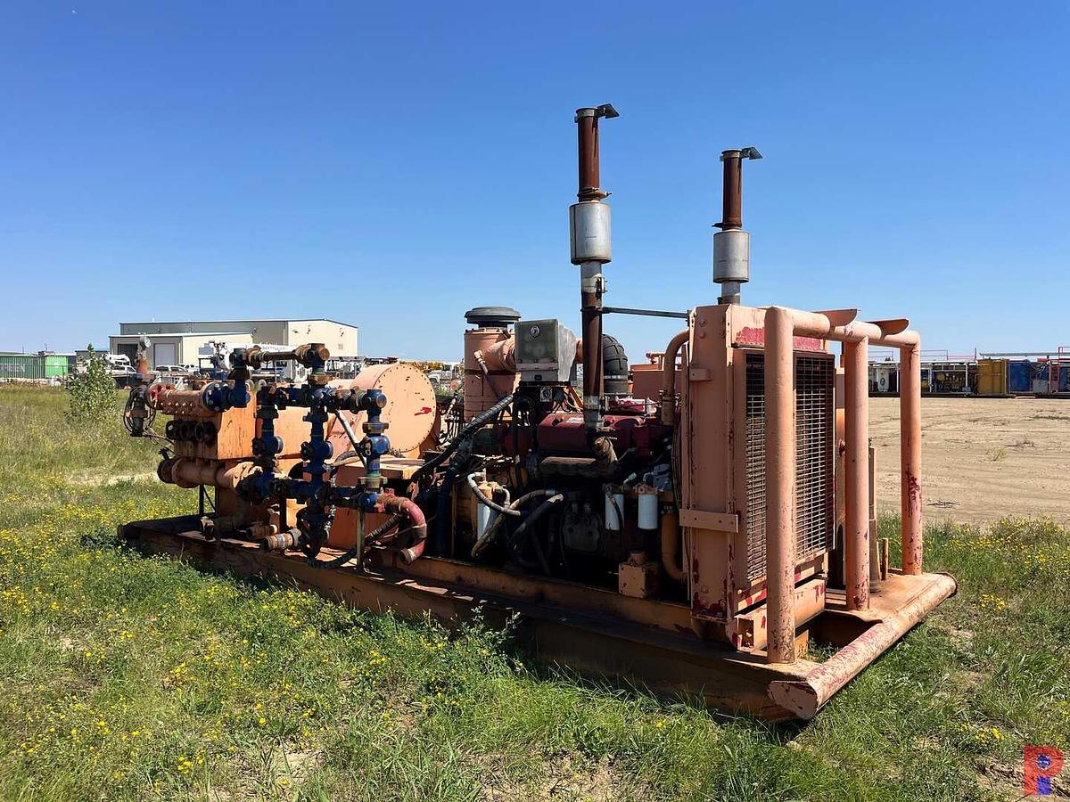 Used GARDNER DENVER PAHBFB 5K TRIPLEX WELL SERVICE PUMP P/B DETROIT 8V71N ALLISON TRANS., SKIDDED
