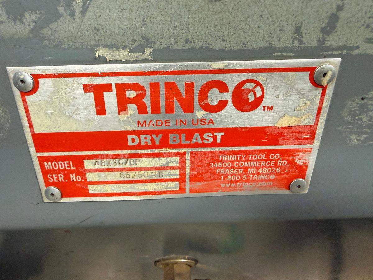Used TRINCO 48” x 36” /BP ABRASIVE DRY BLAST CABINET