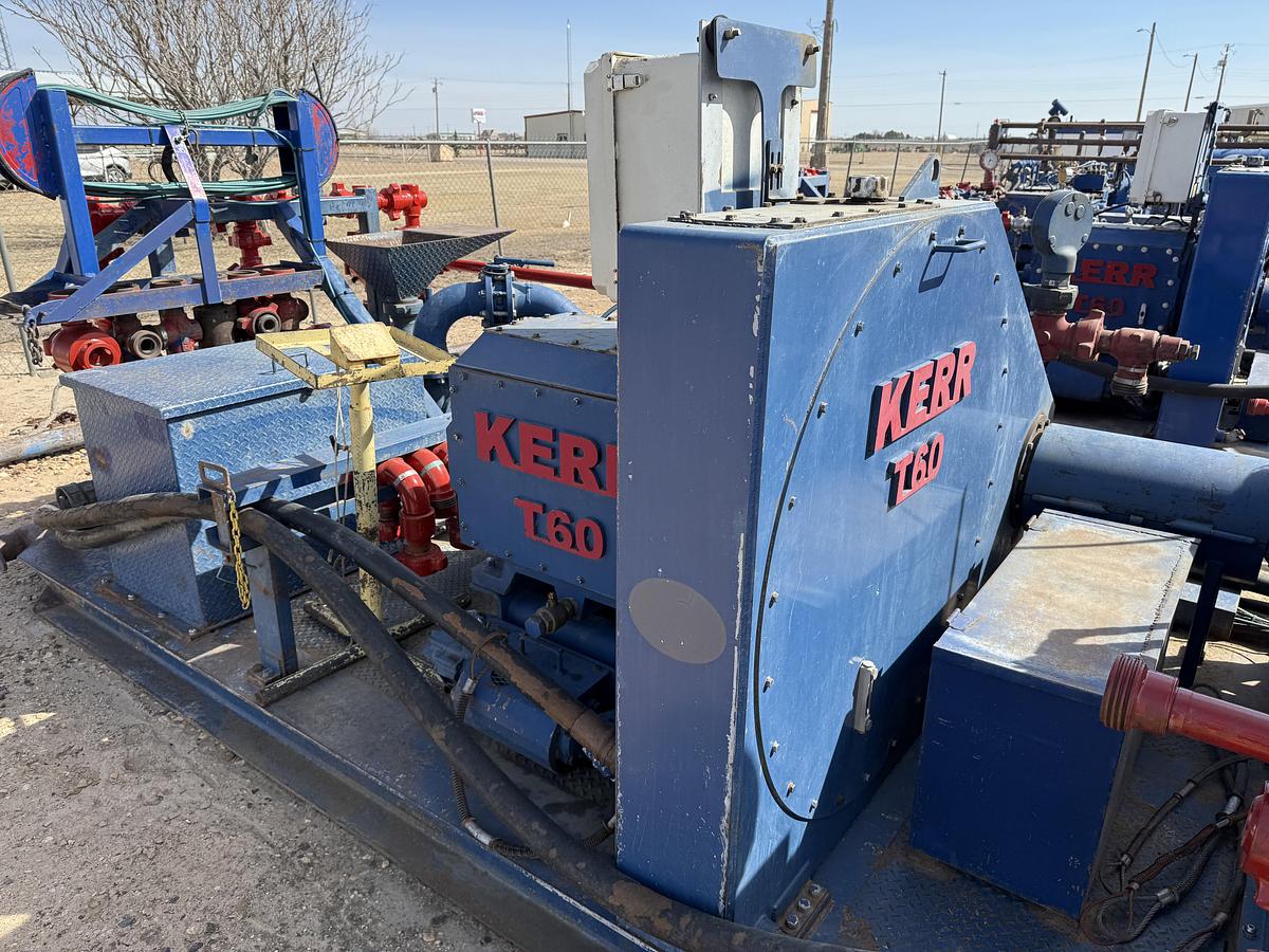 Used 2018 KERR T60 10K WP TRIPLEX WELL SERVICE PUMP P/B CATERPILLAR C18 630-HP, SKIDDED