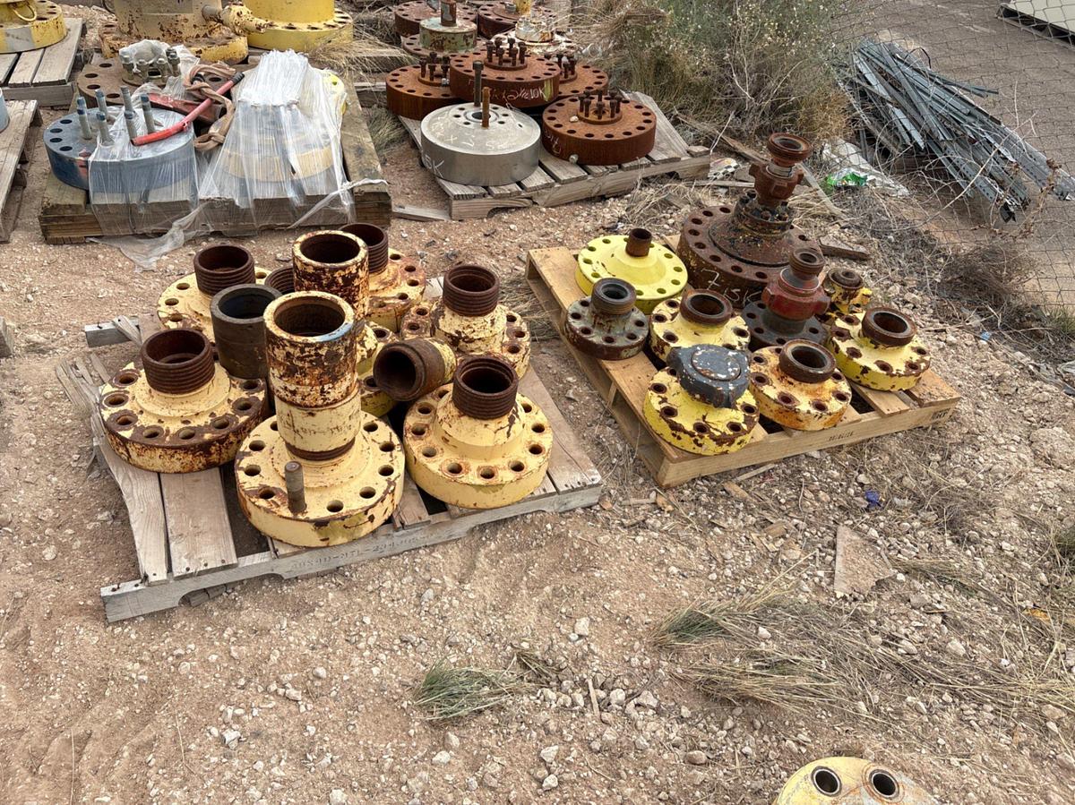 Used (10 pallets) assorted weco flanges, landing flanges, spacer spools, & blind flanges
