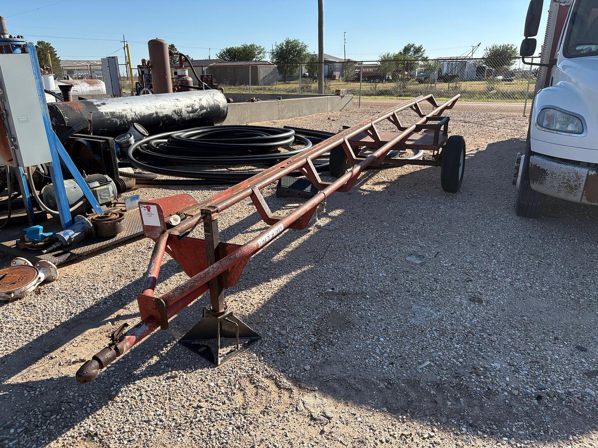 Used SHOPBUILT 26’ x 30” s/a bumper pull pipe trailer