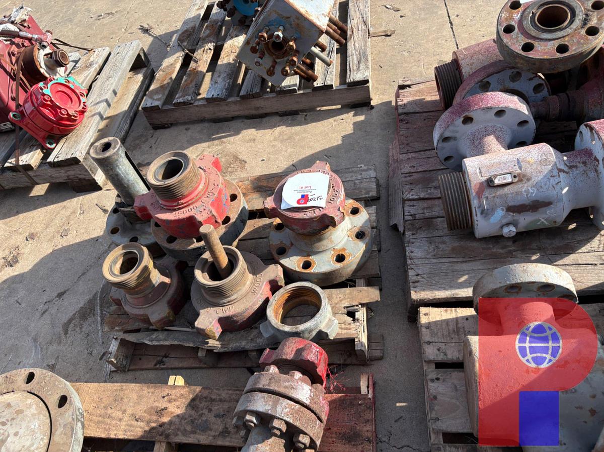 Used (2) PALLETS OF ASSORTED WECO FLANGES, 90° FLANGES, STEM PROTECTOR, & VALVE GATE