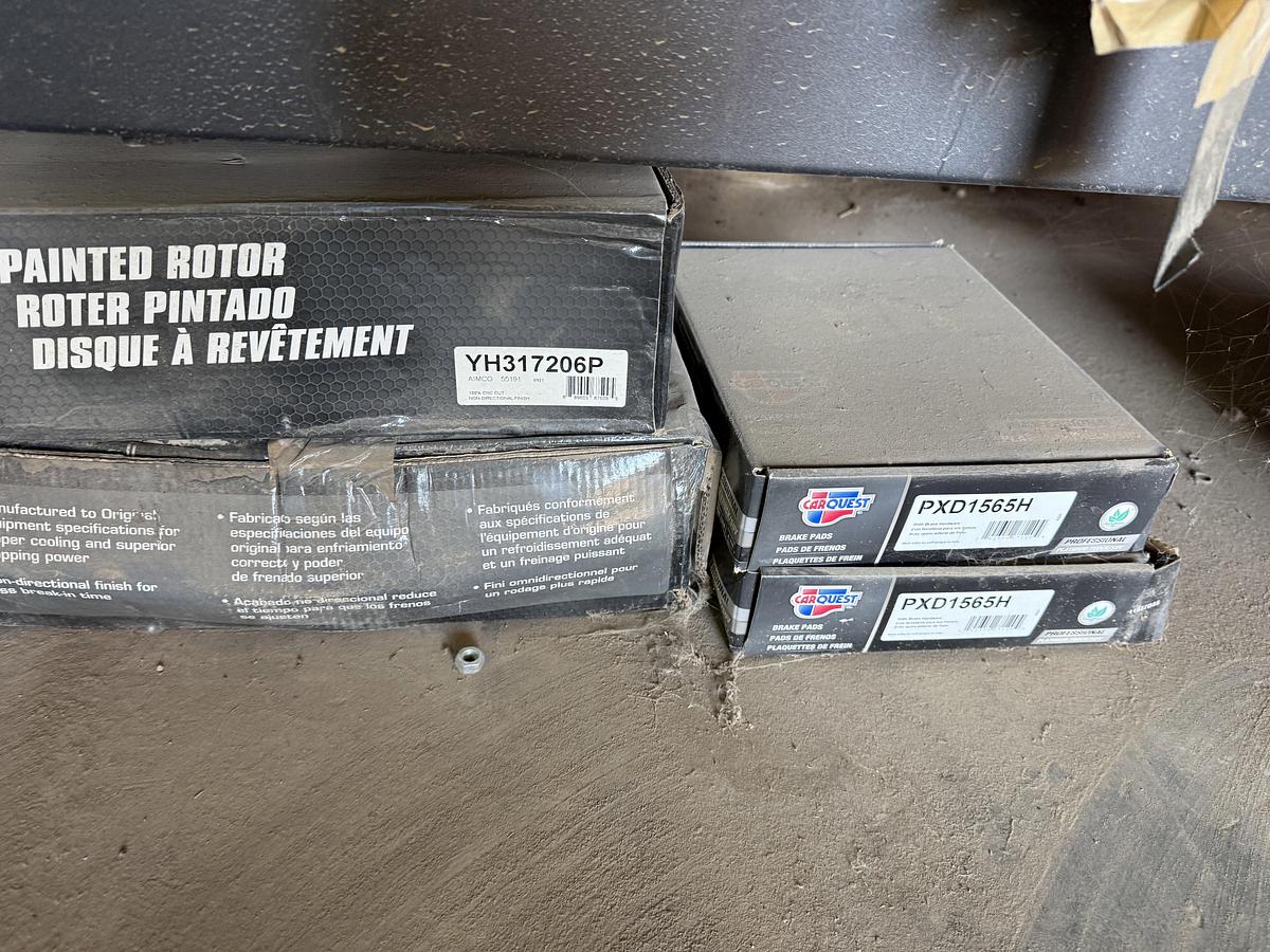 Used 77”L X 24”W X 78”H 4-SHELF RACK W/ ENGINE PARTS & RELATED