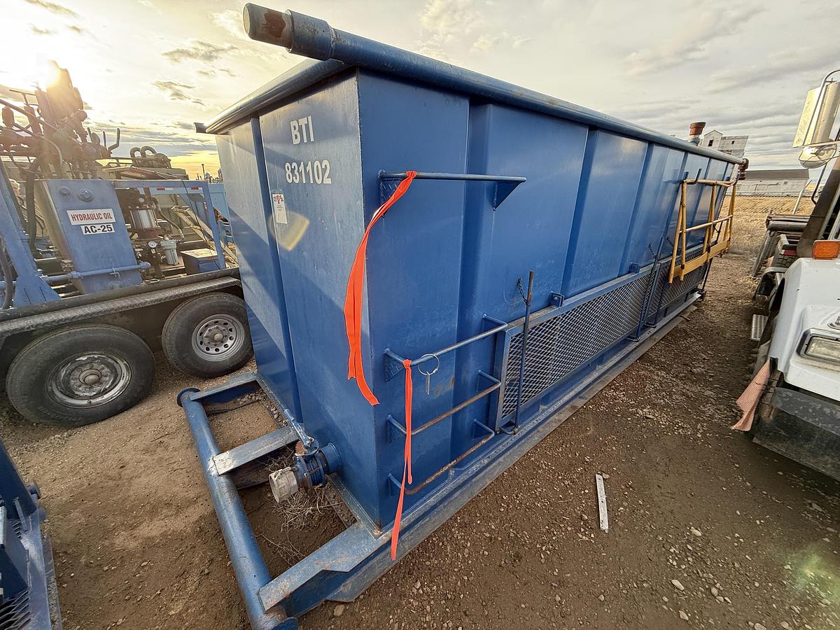 Used 18’L X 6’W X 6’H 2-COMP 114 BBL REVERSE PIT W/ CATWALK, HOSE RACK