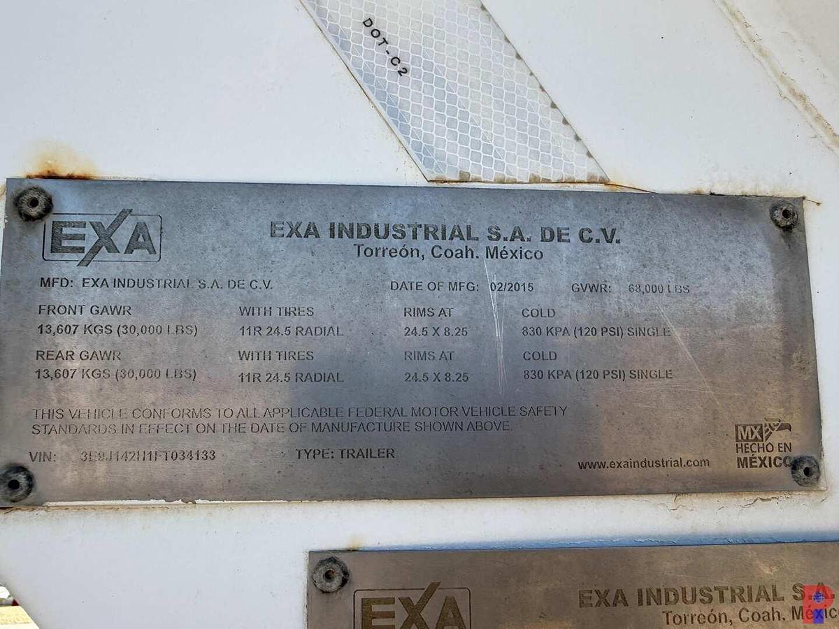 Used 2015 EXA INDUSTRIAL T/A STEEL PNEUMATIC TRAILER