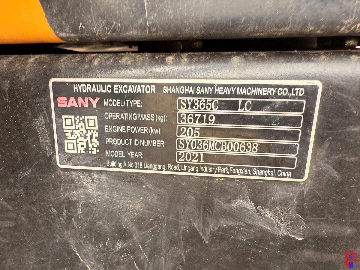 Used 2021 SANY SY365C LC CRAWLER EXCAVATOR