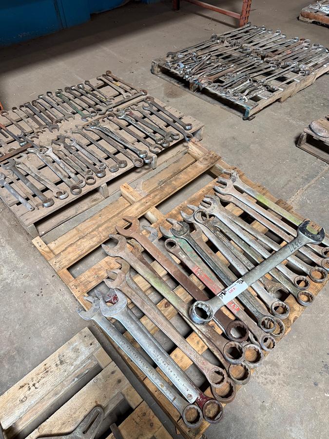 Used (3) PALLETS OF (90+) 7/8” THRU 2-1/4” END WRENCHES