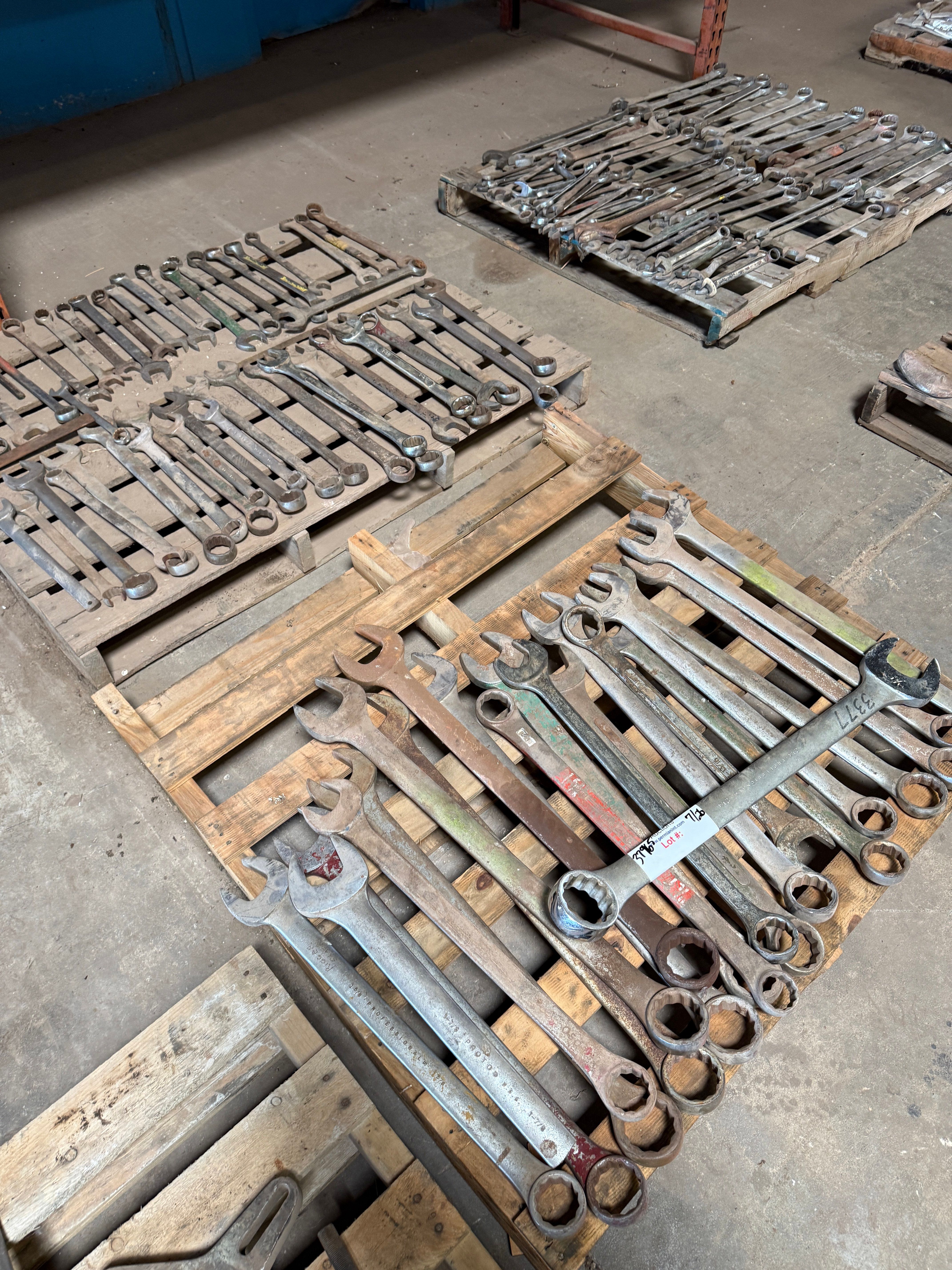Used (3) PALLETS OF (90+) 7/8” THRU 2-1/4” END WRENCHES